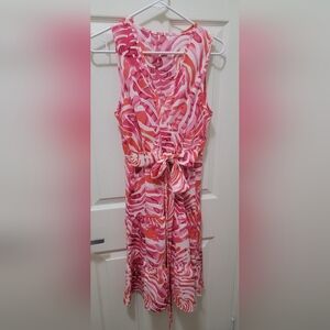 Beachsissi Vibrant Pink and White Midi Dress